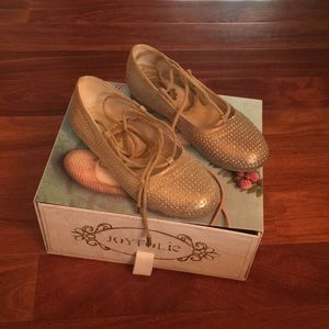 Girls used gold dress flats sz 12
